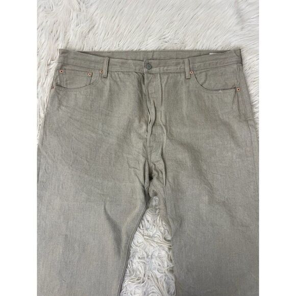 Levis 501 Red Tab Straight Leg Button Fly White Oak Cone Denim Jean Pants 44x32 - Picture 5 of 11